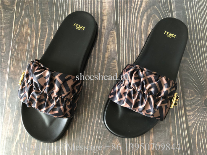 Fendi Women's Brown toggle-fastening Ff-logo Slides