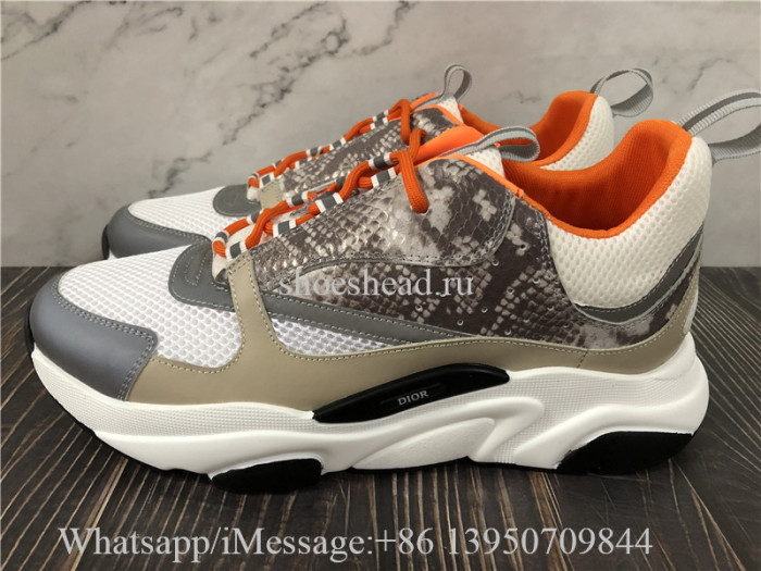 Dior B22 Beige Python & Orange Sneakers