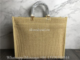 Original Fendi Sunshine Woven Straw Tote Bag