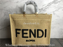 Original Fendi Sunshine Woven Straw Tote Bag