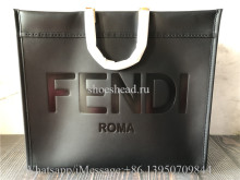 Original Fendi Calfskin Plexiglass Medium Sunshine Black Leather Shopper Tote Bag