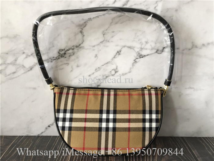 Original Burberry Olympia Check Coated Canvas Pouch Bag