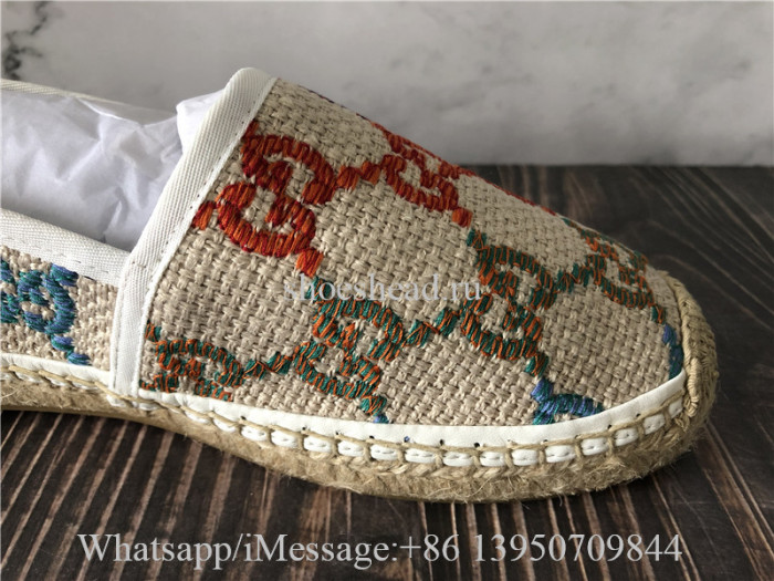 Gucci Women's GG Espadrille Multicolor Linen Canvas Shoes