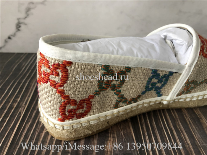 Gucci Women's GG Espadrille Multicolor Linen Canvas Shoes