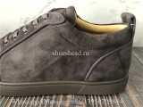 Christian Louboutin Spike Flat Low Top Sneaker Brown Suede