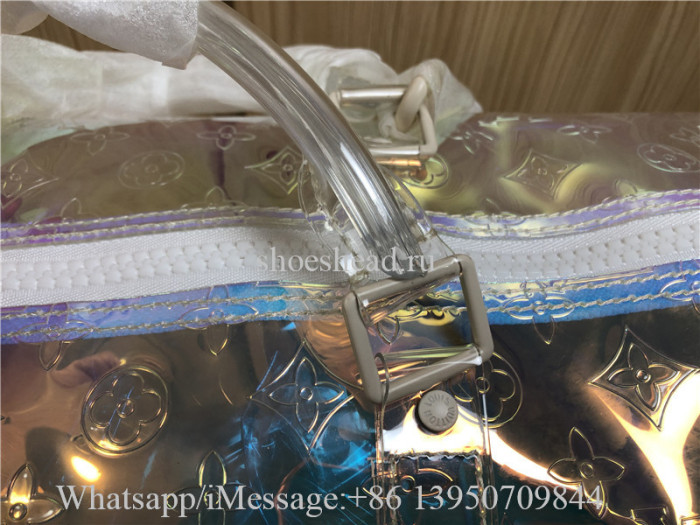 Original Louis Vuitton PVC Monogram Keepall Bandouliere 50 Iridescent Prism