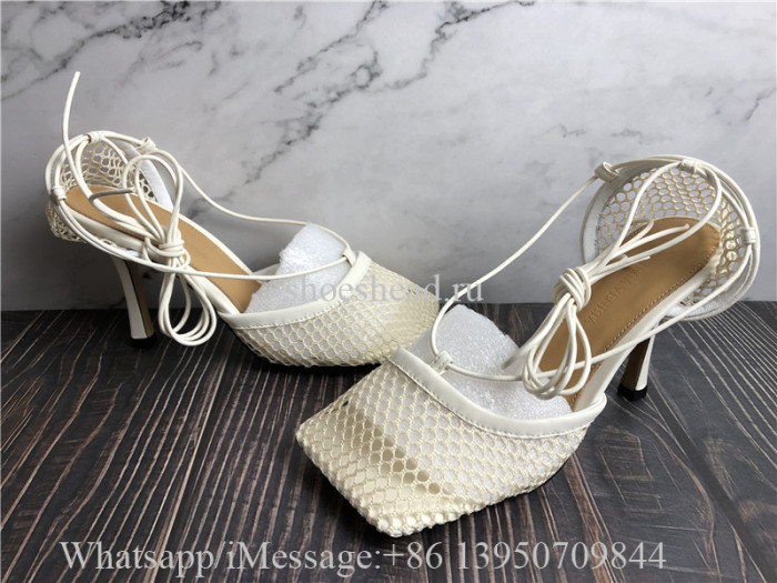 Bottega Veneta Mesh Stretch Sandals Cream 90cm