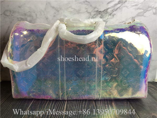 Original Louis Vuitton PVC Monogram Keepall Bandouliere 50 Iridescent Prism