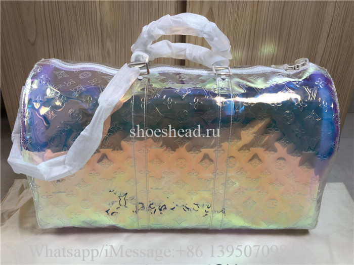 Original Louis Vuitton PVC Monogram Keepall Bandouliere 50 Iridescent Prism