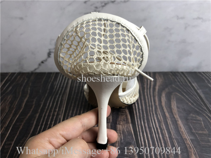 Bottega Veneta Mesh Stretch Sandals Cream 90cm