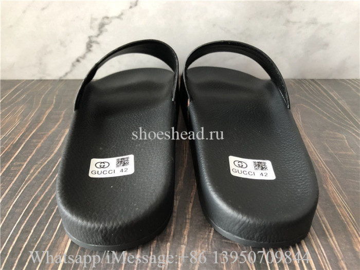 Gucci Black Bee Print Slides
