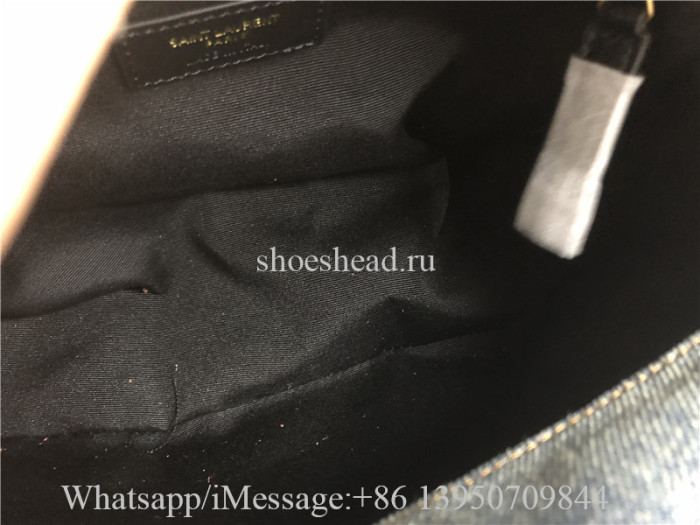 Original Saint Laurent Puffer Medium Chain Bag In Quilted Vintage Denim And Suede