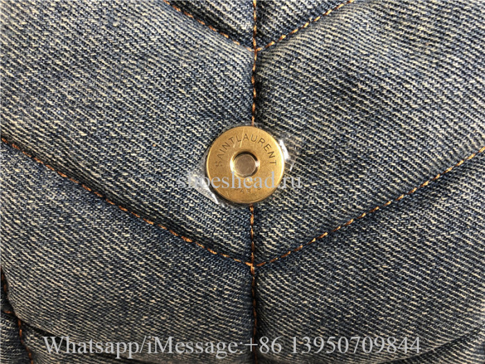 Original Saint Laurent Puffer Medium Chain Bag In Quilted Vintage Denim And Suede