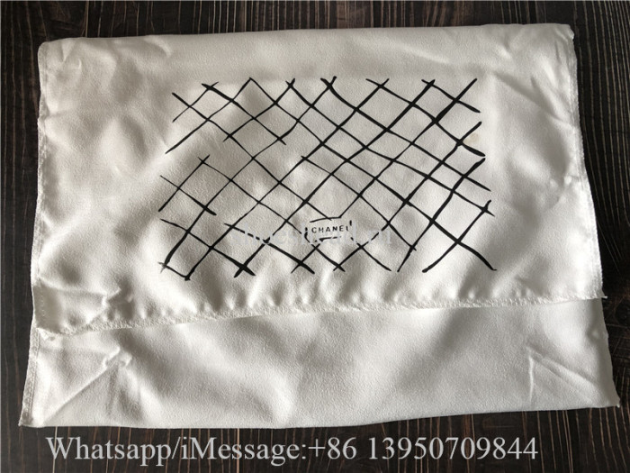 Original Quality Chanel Black Leather Flap Bag White With Silver Logo 30cm