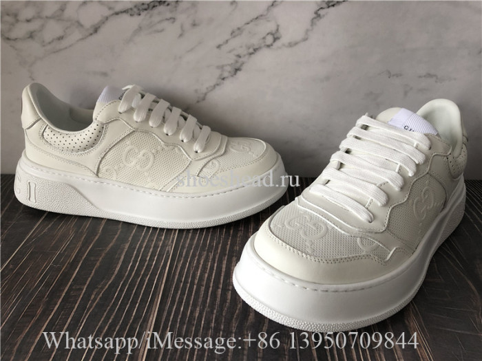 Super Quality Gucci GG Embossed Sneaker White Leather