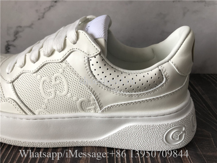 Super Quality Gucci GG Embossed Sneaker White Leather