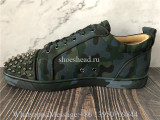 Christian Louboutin Spike Flat Low Top Sneaker Camo Green