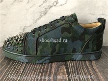 Christian Louboutin Spike Flat Low Top Sneaker Camo Green