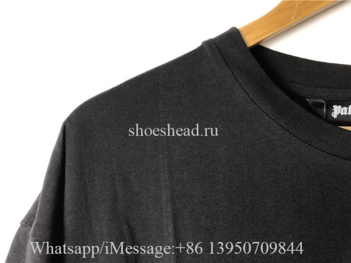 Palm Angels Black Tee Shirt With Green Logo