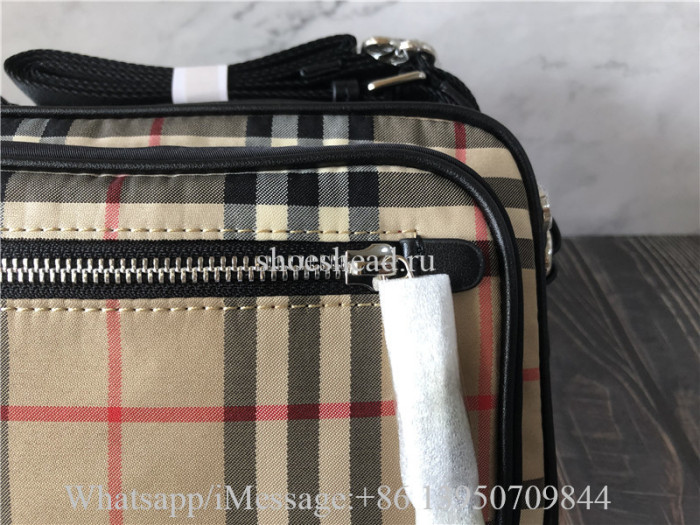 Original Burberry Vintage Check And Leather Crossbody Bag