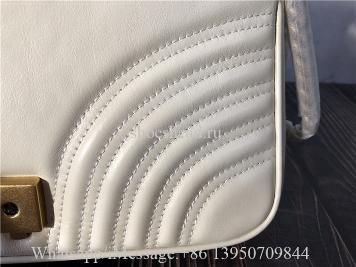 Original Gucci GG Marmont Small Matelasse Shoulder Bag White