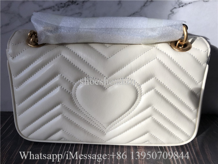 Original Gucci GG Marmont Small Matelasse Shoulder Bag White
