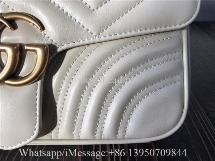 Original Gucci GG Marmont Small Matelasse Shoulder Bag White