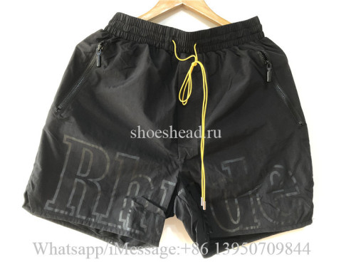 Rhude Straight-Leg Logo-Print Shell Drawstring Shorts Black