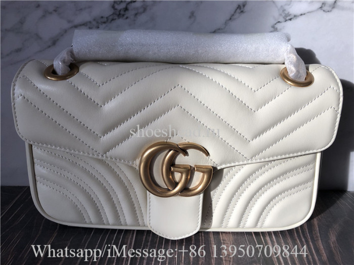 Original Gucci GG Marmont Small Matelasse Shoulder Bag White