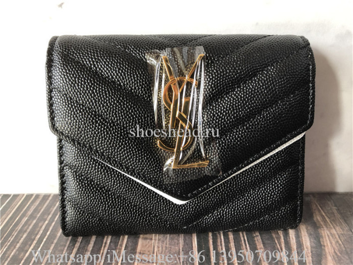 Original Saint Laurent YSL Monogram Quilted Textured-Leather Wallet