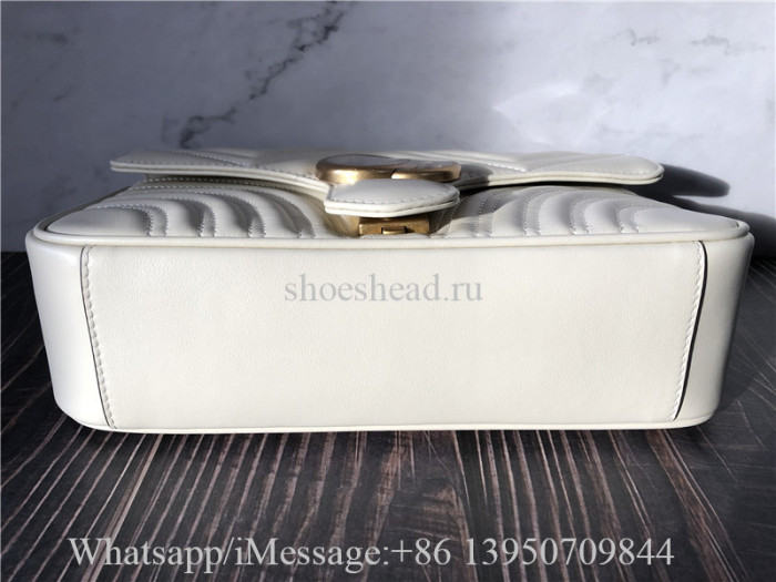 Original Gucci GG Marmont Small Matelasse Shoulder Bag White