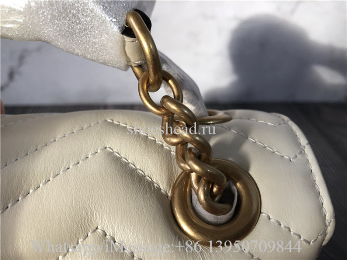 Original Gucci GG Marmont Small Matelasse Shoulder Bag White
