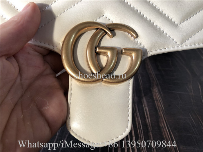 Original Gucci GG Marmont Small Matelasse Shoulder Bag White