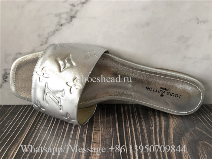 Louis Vuitton Monogram Sandals Slide Silver