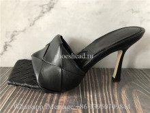 Bottega Veneta Padded Black Lambskin Heels Sandals