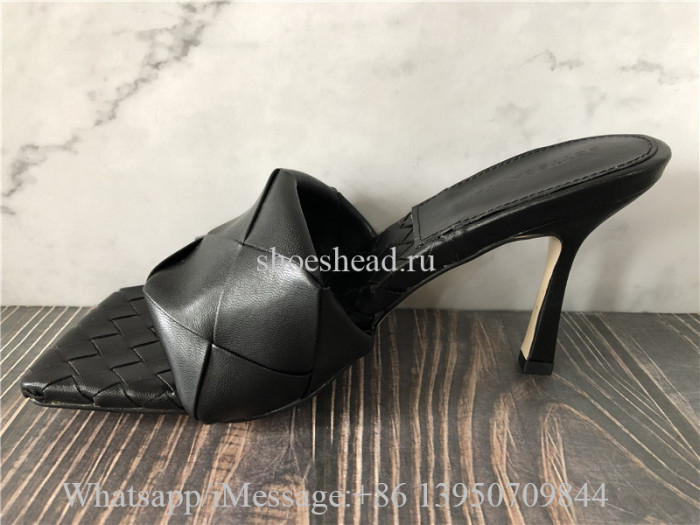 Bottega Veneta Padded Black Lambskin Heels Sandals