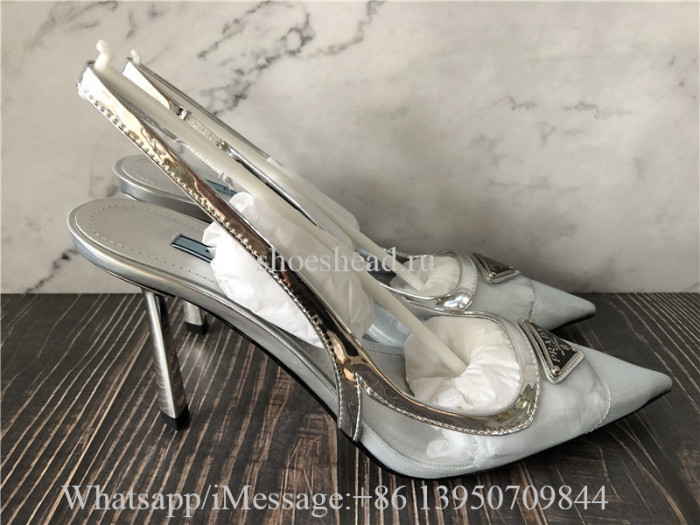 Prada Silver High Heels Sandals