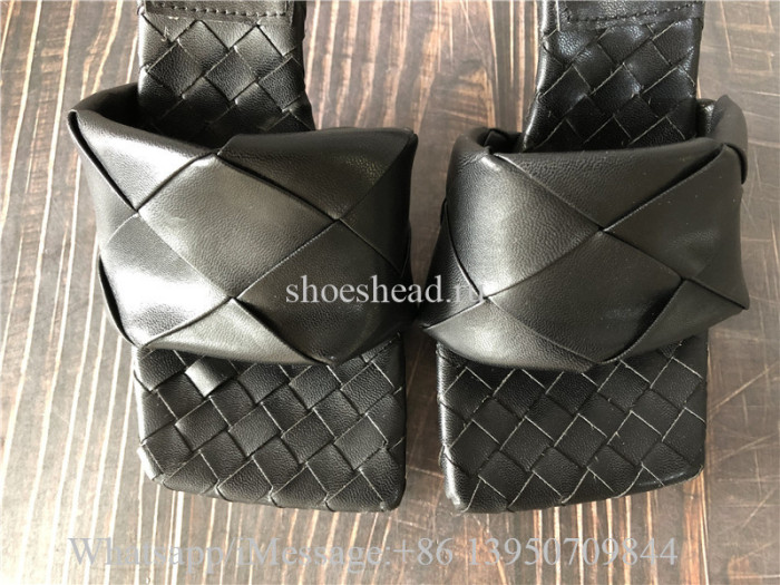 Bottega Veneta Padded Black Lambskin Heels Sandals