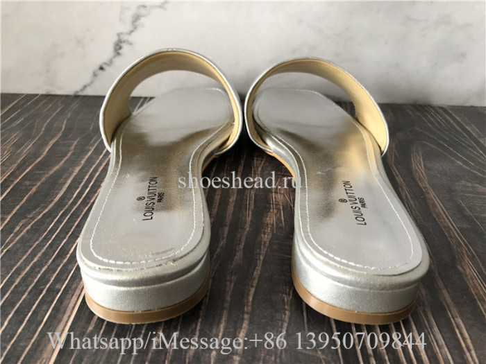 Louis Vuitton Monogram Sandals Slide Silver