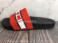 Gucci Rubber Logo Pursuit Slides In Red