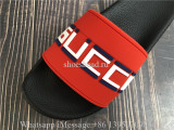 Gucci Rubber Logo Pursuit Slides In Red