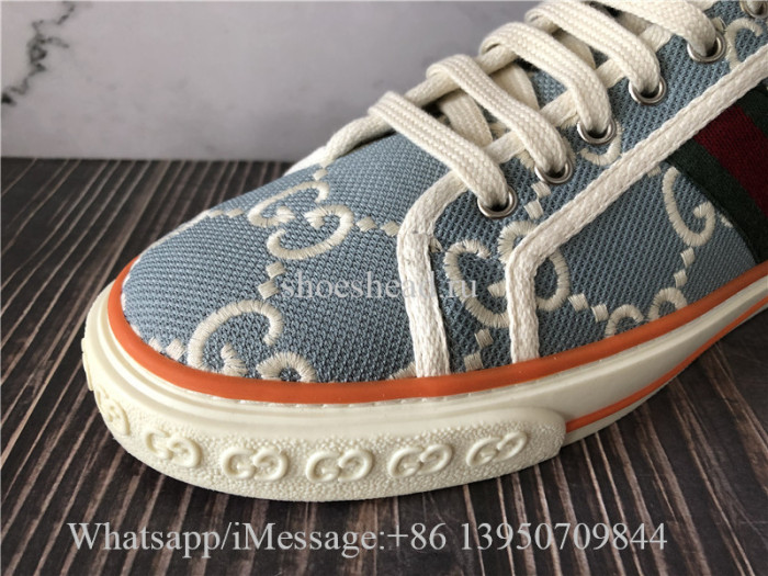 Gucci Tennis 1977 Sneaker Light Blue Ivory GG Stretch Cotton