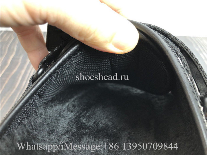 Louis Vuitton Black Leather Fur Sandals Slide