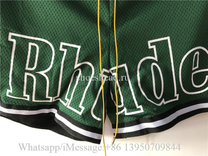 Rhude Straight-Leg Logo-Print Shell Drawstring Shorts Green