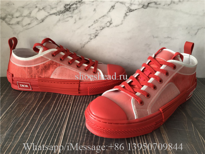 Dior B23 Low Top Sneaker Red Obilque
