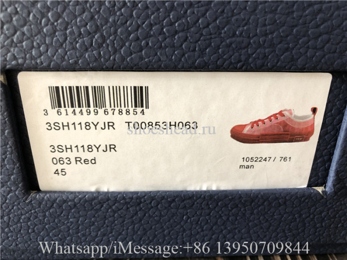 Dior B23 Low Top Sneaker Red Obilque