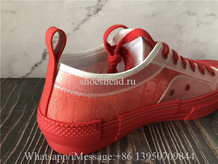 Dior B23 Low Top Sneaker Red Obilque