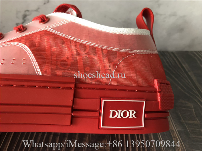 Dior B23 Low Top Sneaker Red Obilque