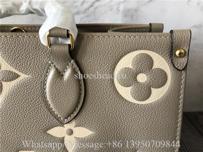 Original Louis Vuitton Beige White Monogram Empreinte Leather Onthego MM Tote Bag