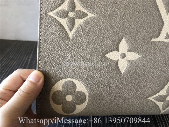Original Louis Vuitton Beige White Monogram Empreinte Leather Onthego MM Tote Bag
